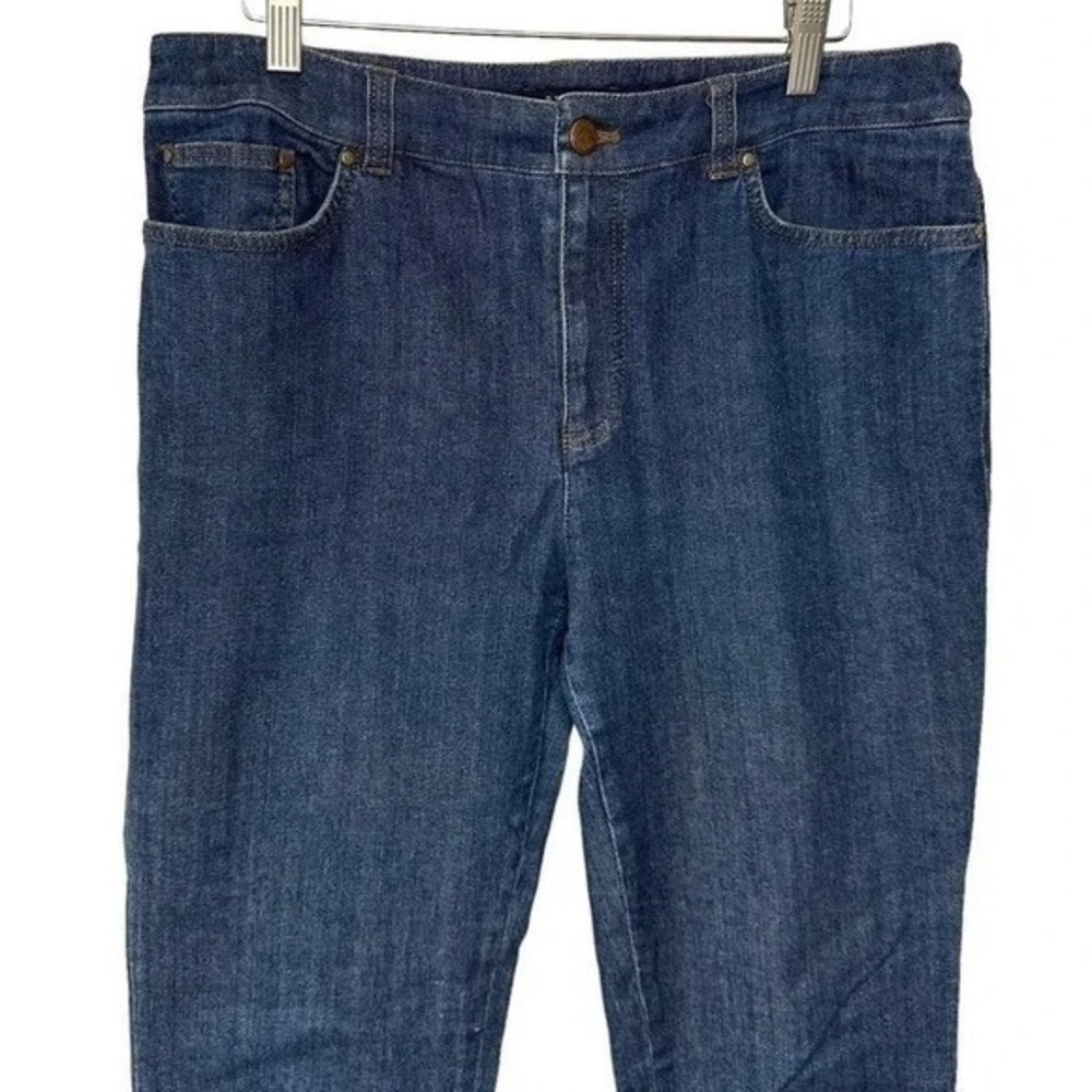 Anne Klein Jeans 10 Blue Dark Wash Straight‎ Leg Stretch Denim 5-Pocket Pants